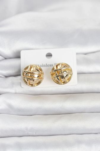 Balancelife MEYEB6a048d7662567fb0560f1bf2-BLMY Mey İthalat 316L Çelik Gold Renk Desenli Top Model Kadın Küpe Çok Renkli
