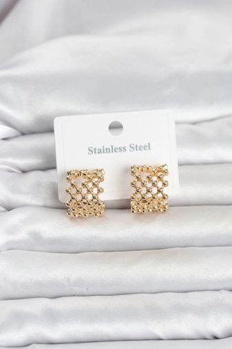 Balancelife MEYEB6a048d8ef86c36f4db0016c6-BLMY Mey İthalat 316L Çelik Gold Renk Motif Desenli Halka Kadın Küpe Çok Renkli