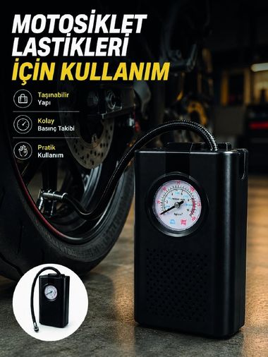 Balancelife MEYTDUCZZHS255POMPA-2-BLMY Mey İthalat Araç Lastik Şişirme Pompası Taşınabilir Analog Basınç Göstergeli Hava Kompresörü