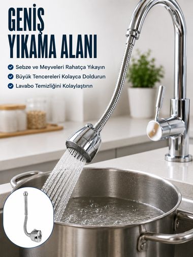 Balancelife MEYTDUCZZMUSLUKUZATMA-2-BLMY Mey İthalat Esnek Spiral Musluk Uzatma Fıskiyesi Su Tasarruflu Ayarlanabilir Musluk Başlığı