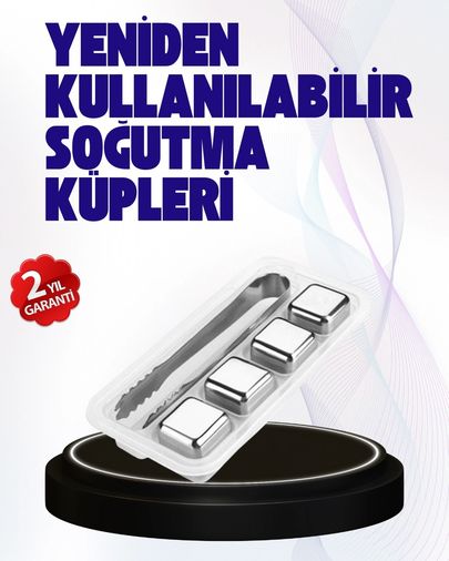 Balancelife MEYTDUCZZZBUZMAŞA-BLMY Mey İthalat Paslanmaz Çelikten Üretilmiş Metal Buz Küpü Seti Ve Buz Klipsi Çok Renkli