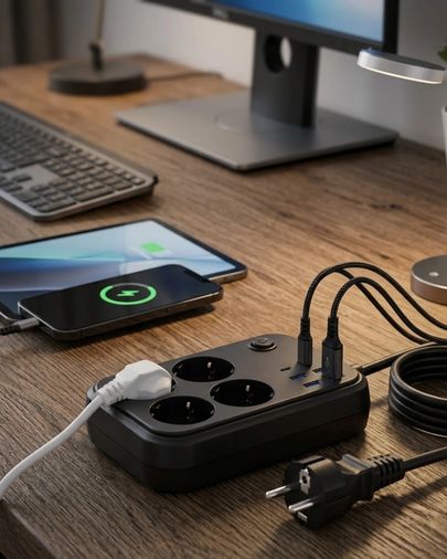 Balancelife MEYTDUCZZZCOKLUAKIMKORUMAPRİZ3441-2-BLMY Mey İthalat Termal Korumalı Uzatma Kablosu 4 Priz Usb Ve Type C Çoklu Şarj İstasyonu 0-2