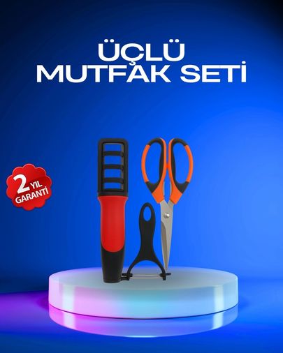 Balancelife MEYTDUUCZZZMUTFAKSETİ-2-BLMY Mey İthalat Profesyonel Mutfak Makas Seti Kesim Makası + Soyacak + Bileyici Çok Renkli
