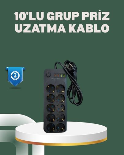 Balancelife TRİTHLTUCZZZ10LUPRİZ-5-BLNCCC Termal Koruma Sistemli Usb Type-C 10 Lu Grup Priz 2M 2500W Güç Kapasiteli 0-2