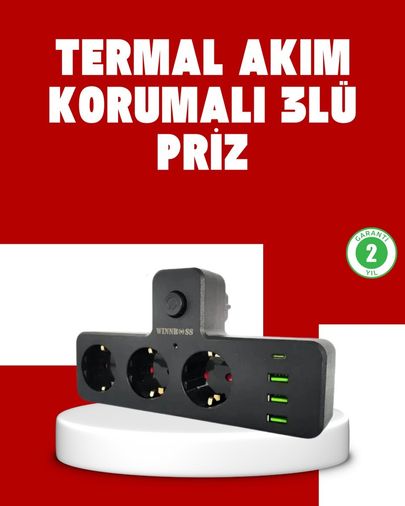 Balancelife TRİTHLTUCZZZ3397AKIMKORUMALIPRİZ-BLNCCC 7 Portlu Çoklu Priz Usb Ve Type-C Girişli Akıllı Güç Ünitesi 0-2