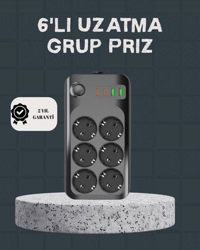 Balancelife TRİTHLTUCZZZ6LIPRİZ-BLNCCC Termal Akım Korumalı 6 Lı Uzatma Priz Usb Type-C Hızlı Şarj 2500W 0-2