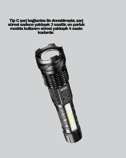 Balancelife TRİTHLTUCZZZPS2700-1-BLNCCC Güçlü Led El Feneri Şarj Edilebilir Çok Modlu Çok Renkli 18977731