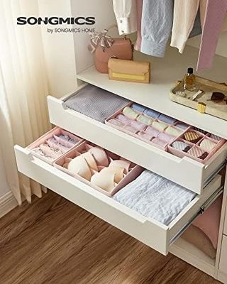 Baldacci 57855210125375380184975 İç Giyim Saklama Kutuları, Çekmece Organizatörü, Dolap Organizeri, Katlanabilir, Sütyen, İç Çamaşırı, Çorap, Kravat İçin Katlanır Kutu, Kumaş Kutu 4&apos Lü Set Pembe, Rus04Pk Açık Gri