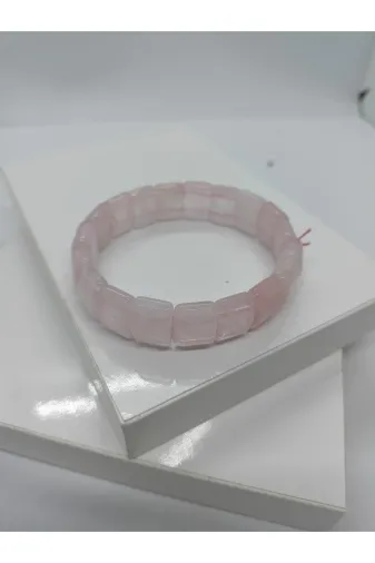 BalıkHediyelik DBLKLK-1067-01 Pembe Kuvars Taşı Bileklik/ Özel Kesim Doğaltaş Bileklik
