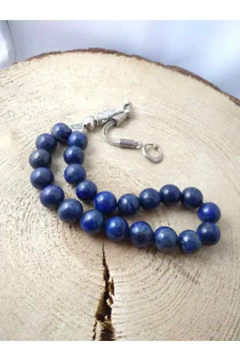 BalıkHediyelik IRITSPH-1018-01 Lapis Lazuli Taşı Şak Şak Tespih / Iri Kesim Doğaltaş Tespih 12 Mm