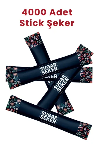 Balkan 546456864868464 Tek Kullanımlık Stick Şeker 3G 4000 Adet Çiçek Desenli Çay Şekeri Kullan At Toz Şeker