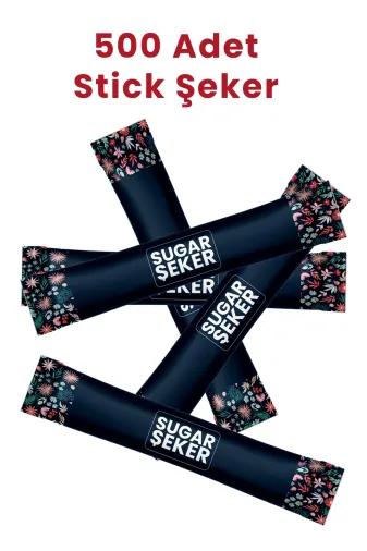 Balkan 689686648464884684 Tek Kullanımlık Stick Şeker 3G 500 Adet Çiçek Desenli Çay Şekeri Kullan At Toz Şeker
