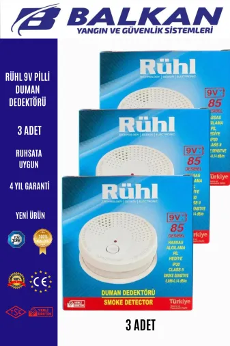 Balkan Ticaret balkanpil6 9V Pilli Duman Dedektörü 3 Adet