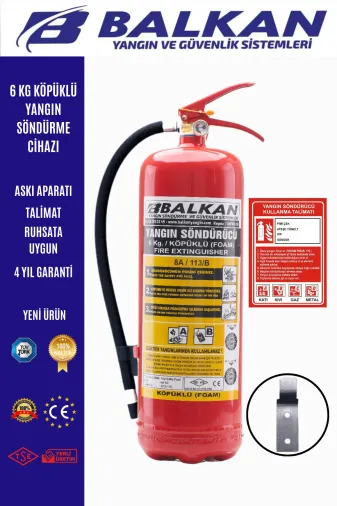 Balkan Ticaret KÖPÜK4 6 Kg Ruhsata Uygun 4 Yil Köpüklü Yangin Tüpü Ve Talimat
