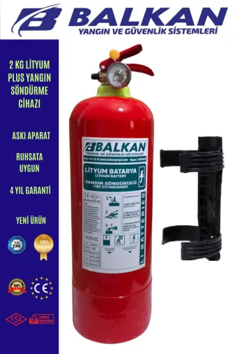 BALKAN YANGIN VE GÜVENLİK SİSTEMLERİ 2KGL6 2 Kg Lityum Plus Elektirikli Araç Yangin Tüpü+Aski Aparat Tüvtürk Uyumlu Tse Ce Belge (2026-2030) Yeni Ürün