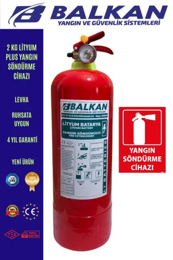 BALKAN YANGIN VE GÜVENLİK SİSTEMLERİ 2KGL8 2 Kg Lityum Plus Elektirikli Araç Yangin Tüpü+Levha Tüvtürk Uyumlu Tse Ce Belge (2026-2030) Yeni Ürün