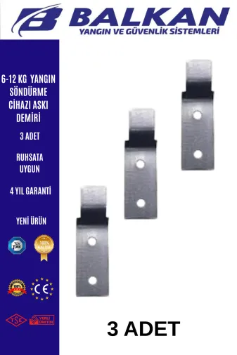 BALKAN YANGIN VE GÜVENLİK SİSTEMLERİ ASKI3 6-12 Kg Yangin Tüpü Aski Demiri 3 Adet