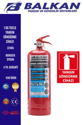 BALKAN YANGIN VE GÜVENLİK SİSTEMLERİ BALKAN1KG8 1 Kg Yangin Tüpü Tüvtürk Uyumlu Tse Ce Belgeli (Levha)