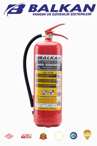 BALKAN YANGIN VE GÜVENLİK SİSTEMLERİ BALKANYANGIN96 Yangin Söndürme Tüpü 6Kg Köpüklü Tse Hyb Ce Belgeli Ruhsata Uygun