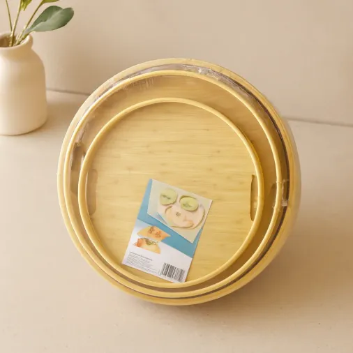 Bambu Ahşap Yuvarlak Tepsi