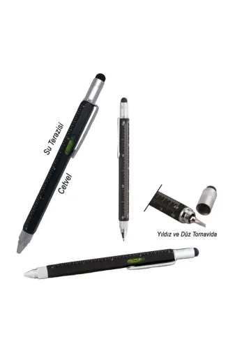BANİMU BNM-0007447 Çok Amaçlı Metal Kalem Cetvelli, Terazili Mühendis, Müteahhit, Marangoz, Inşatçı, Tesisatçı Kalemi