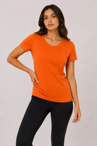 Basic Tişört Bisiklet Yaka Kısa Kol Günlük Yazlık Slim Fit T-Shirt - Turuncu - XL - Turuncu
