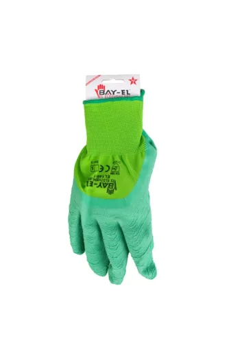 Bay-El Bayel Iş Eldiveni Camcı Yarı Kaplama Yeşil (1 Paket 12 Çift)- Yeşil No9 El290 El140-1