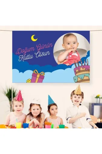 Bayrak KFL01222 Doğum Günü Saten Kumaş Pankart 100X150 Cm-12
