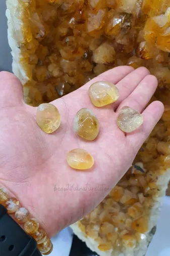 beautifulnaturelstones 7sitrin Sitrin 5 Adet Küçük Boy Doğal Taş ( Cüzdan - Canta - Ev Aksesuarı )