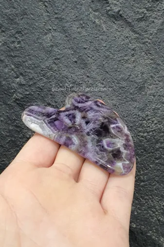 beautifulnaturelstones guashaa777 Ametist Doğal Taşı Kalpli Gua Sha Masaj Taşı ( % 100 Gerçek Doğal Taş ) (Sinir Sistemini Yatıştırır)