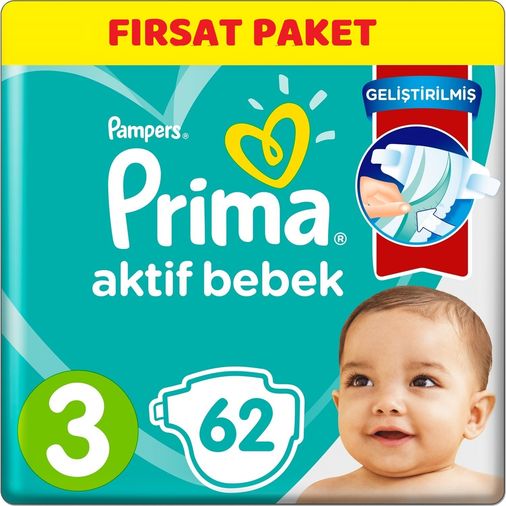 Bebek Bezi Beden:3 (6-10Kg) Midi 62 Adet Ekonomik Pk