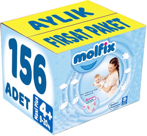Bebek Bezi Beden:4+ (9-20Kg) Maxi Plus 156 Adet Aylık Fırsat Pk