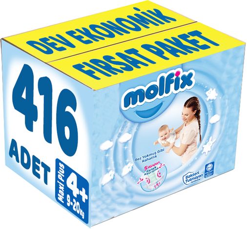 Bebek Bezi Beden:4+ (9-20Kg) Maxi Plus 416 Adet Dev Ekonomik Fırsat Pk