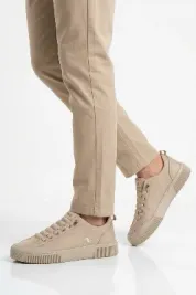 Bej Bağcıklı Unisex Sneaker