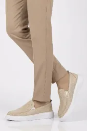 Bej Hakiki Deri Erkek Casual Ayakkabı