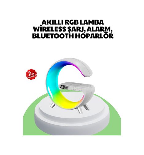 Belirtilmemiş 116864111 Bluetooth Hoparlörlü Rgb Atmosfer Lambası Kablosuz Şarj Ve Saat Özellikli