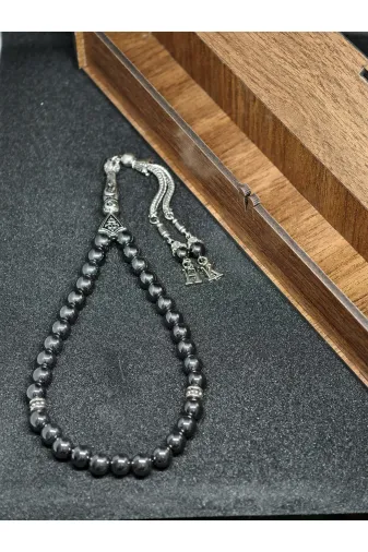 BellevieStore HEMATİT Hematit Kişiye Özel Doğal Taş Tesbih Baş Harf Işlemeli