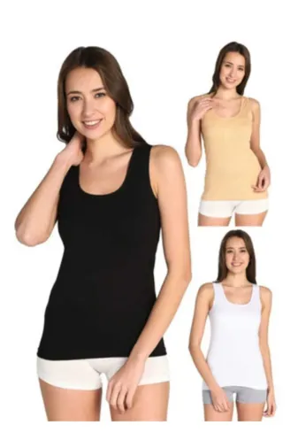 Berrak 3021 Kadın 6"lı Karışık Renk Pamuklu Likralı Kalın Askılı Lı Body Atlet Tekli Ambalaj 2127