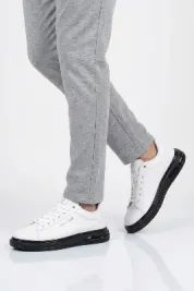 Beyaz Siyah Bağcıklı Erkek Sneaker