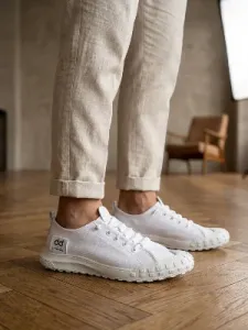 Beyaz Tekstil Lastik Bağcıklı Erkek Sneaker