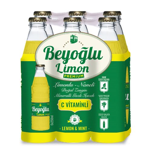 beyoğlu565620 Beyoğlu Limonlu Naneli Doğal Zengin Mineralli Gazlı İçecek 6 X 250 Ml