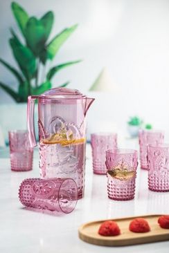 Bezos 126034368 Akrilik Mürdüm Sürahi 2,3 Lt Ve 6'lı & Su Meşrubat Kahve Yanı Bardağı 400 Ml Seti
