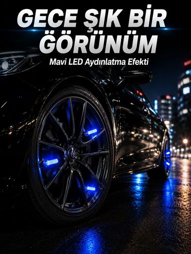 Bezos MEYTDUCZZ4LÜSİBOPIŞIK-1-BLMY Mey İthalat 4'lü Led Sibop Işığı Hareket Sensörlü Araç Lastik Sibop Lambası