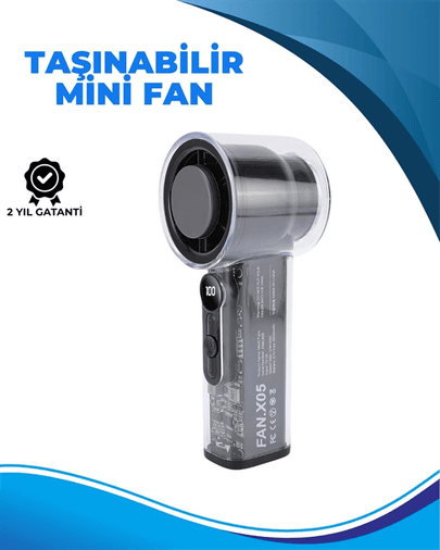 BFS Taşınabilir El Fanı 100 Seviyeli Rüzgar Hızı Ayarı Sessiz Çalışma - Dijital Ekranlı