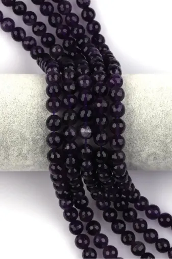 Big Shopia BSY-ABDT-D-2840 Ametist ( A Kalite ) Doğal Taş Dizi 8 Mm Fasetli Küre Kesim