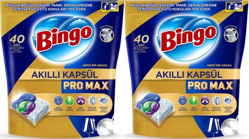 Bingo Akıllı Kapsül Pro Max Bulaşık Makinesi Deterjanı Tableti 80 Adet Limon Kokulu (2PK*40)