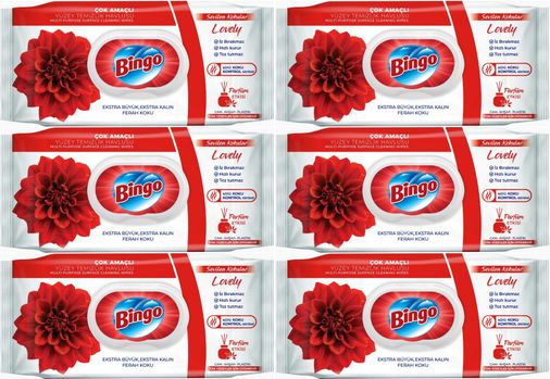 Bingo Clean Yüzey Temizlik Havlusu 96 Yaprak Sevilen Kokular Lovely - Gül (6 Lı Set) 576 Yaprak
