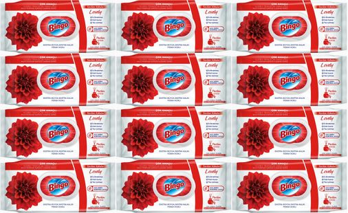 Bingo Clean Yüzey Temizlik Havlusu 96 Yaprak Sevilen Kokular Lovely - Gül (12 Li Set) 1152 Yaprak