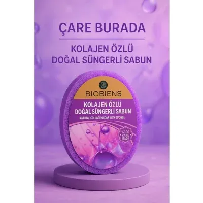 Biobiens - Kolajen Özlü Doğal Süngerli Sabun 135 gr