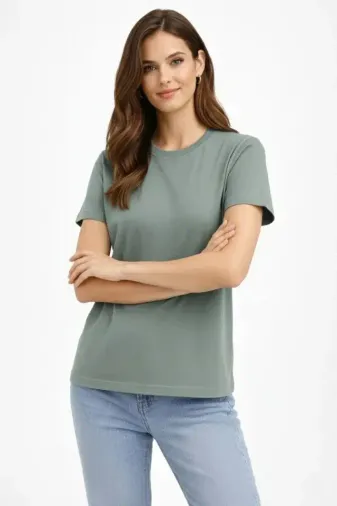 Bisiklet Yaka Tişört Regular Kalıp Basic Pamuklu Günlük Kullanım T-shirt - Mint Yeşili - S - Mint Yeşili